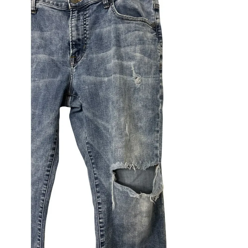 AMERICAN EAGLE Extreme Flex 4 Slim Straight Distressed Light Wash Jeans 36x34